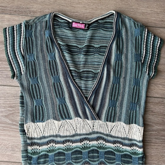 Say What Striped Knitted Faux  Wrap Ruffle Hem Dress - Picture 11 of 13